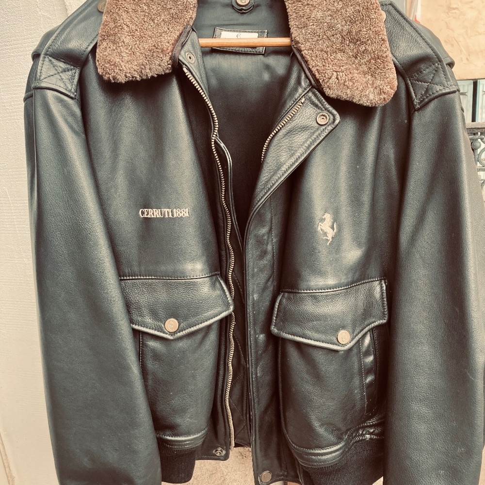 Cerruti 1881 Ferrari leather bomber jacket